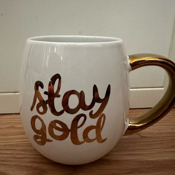 "Stay gold" Threshold gold trim stoneware mug cup dishwasher & microwave safe - Picture 3 of 5